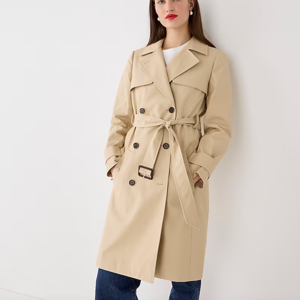 J Crew New Icon Trench Coat Tan / Khaki - Classic Timeless Silhouette